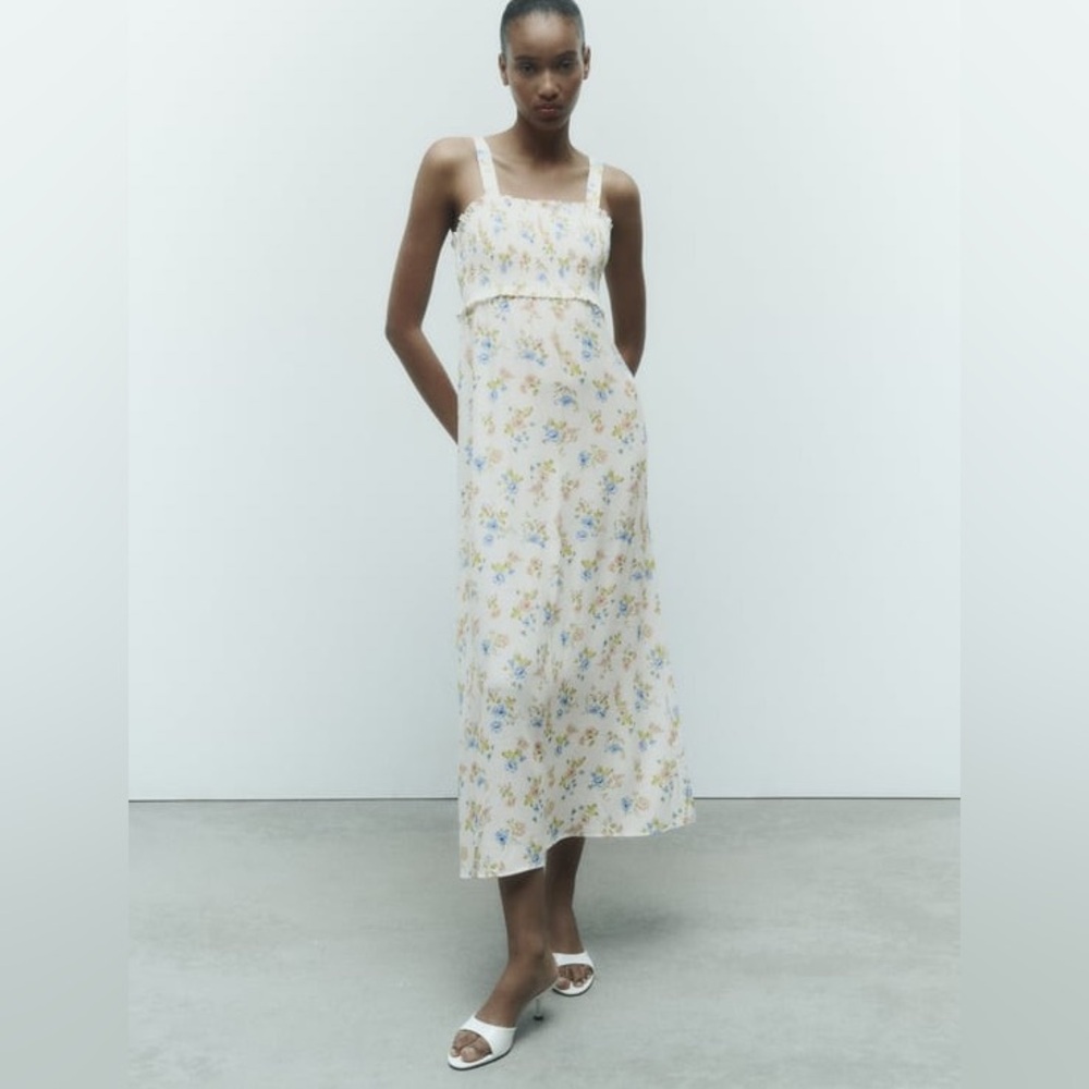 ZARA MIDI FLORAL PRINT DRESS, M